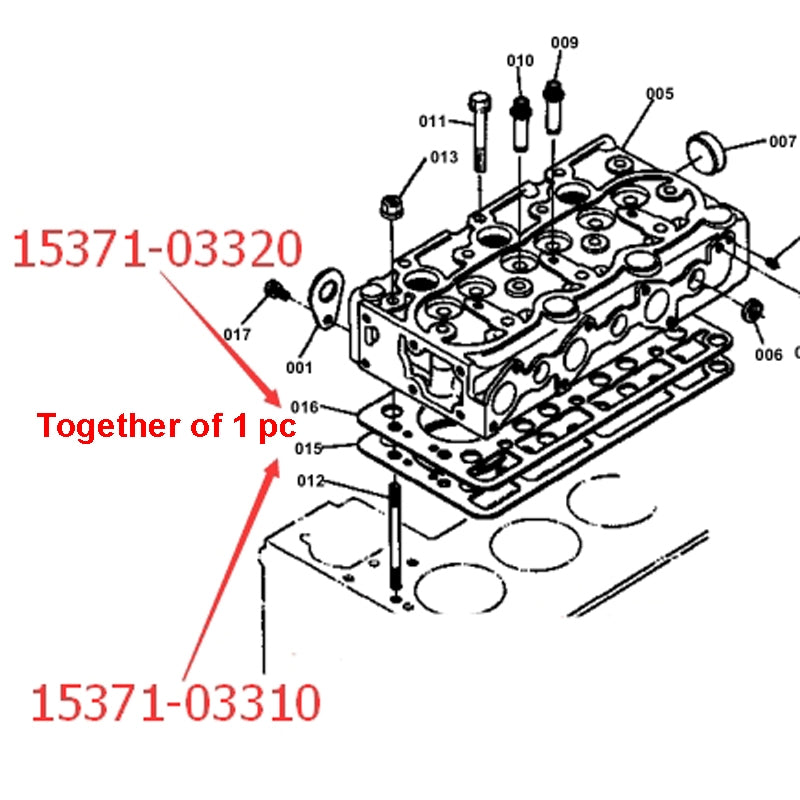 Cylinder Head Gasket 15975-03310 for Kubota D750 Engine B5200D B5200E B7100 Tractor