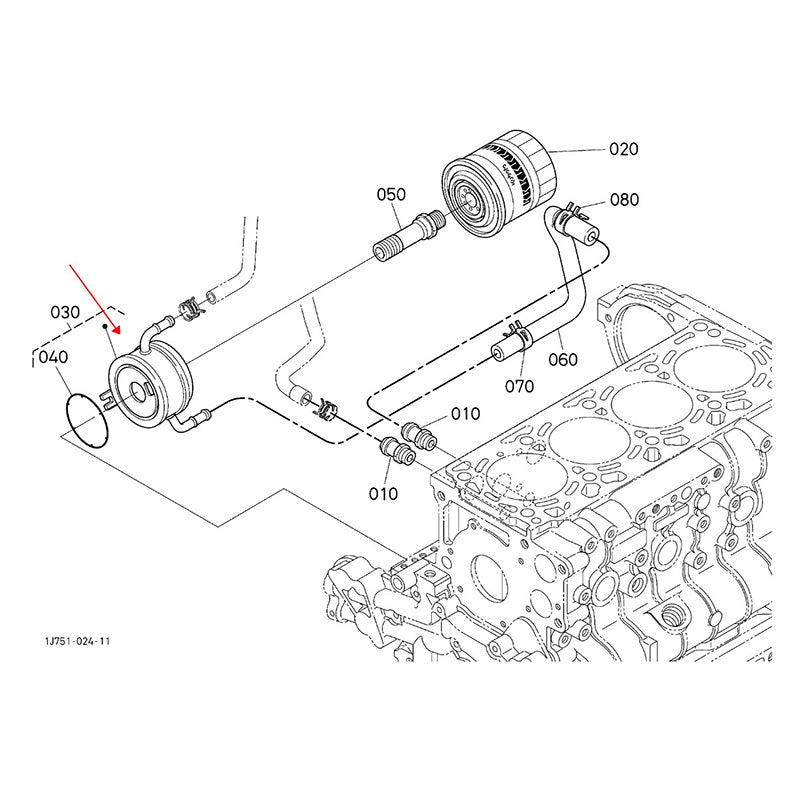 Oil Cooler 1G777-37010 for Kubota Engine V3307 Excavator KX080-3S KX080-4 Tractor M5040HD-1 M6040DTC-1 M7040HD-1