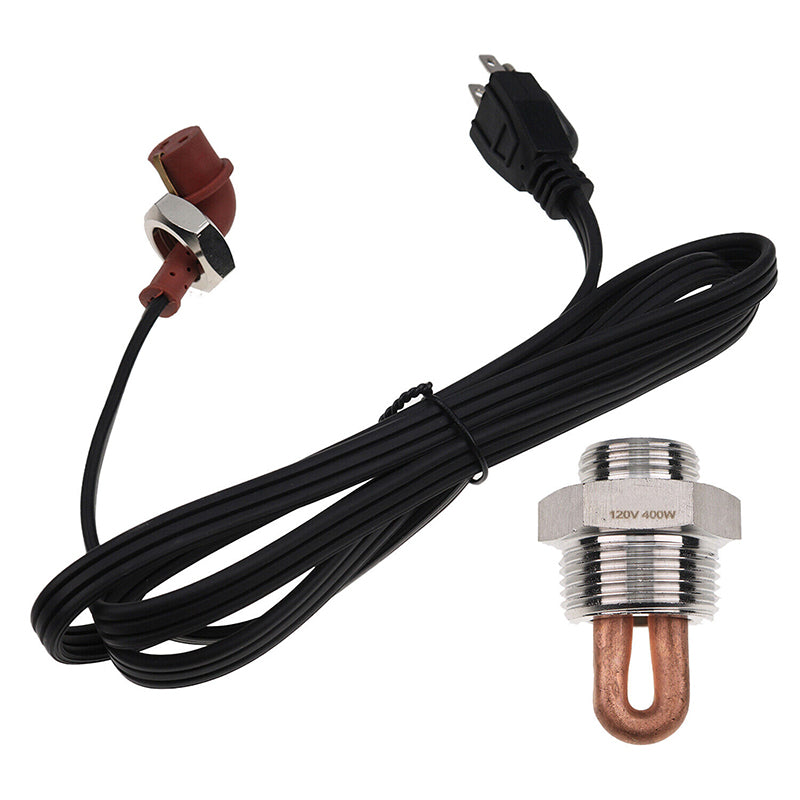 120V 400W 1" NPT Block Heater Assembly for Kubota Engine D905 DH905 D1005 DH1005 D1105 V1205 VH1205 V1305 VH1305