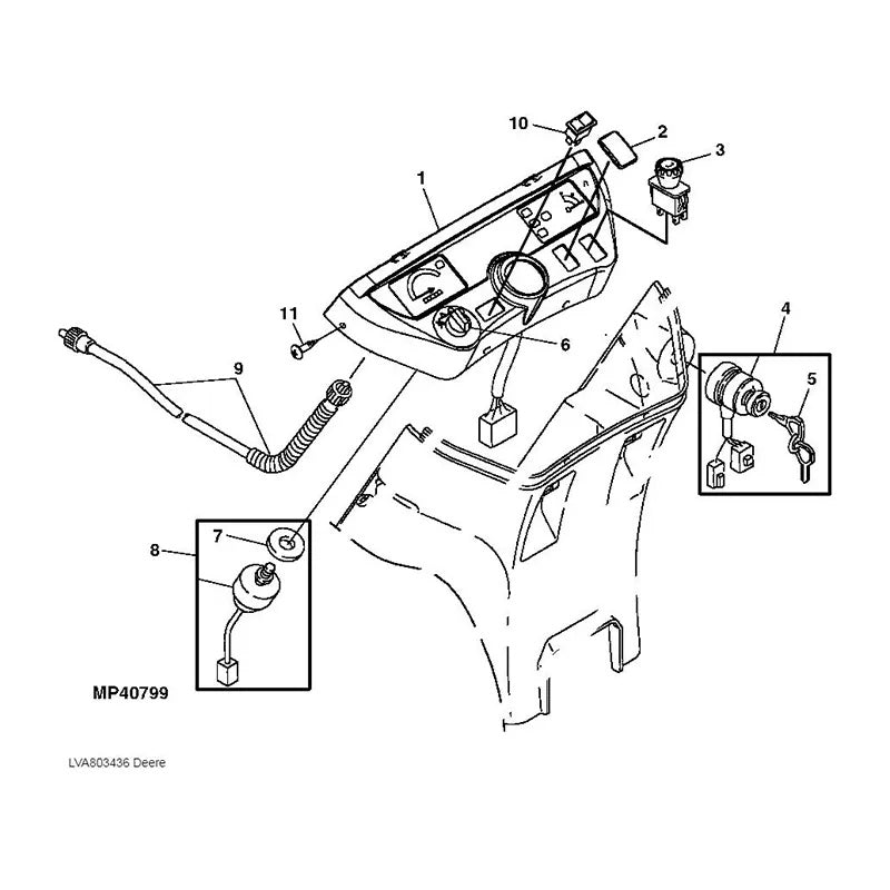 Ignition Switch AM879479 LVA803436 for John Deere Tractor 2025R 2027R 2032R 2210 2305 2320 2520 2720 4010 4100 4110 4115